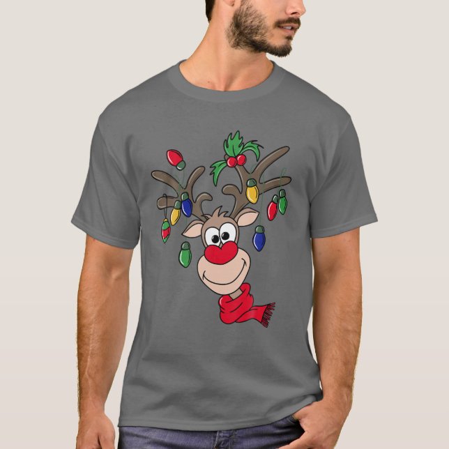 Camiseta Gracioso reno Feliz Navidad (Anverso)