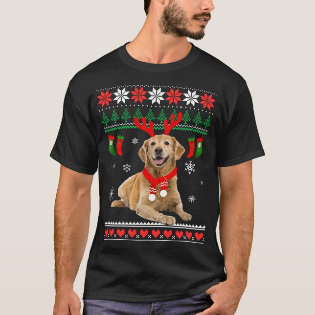Camiseta Gracioso reno Golden Retriever Ugly Navidades Gol (Anverso)