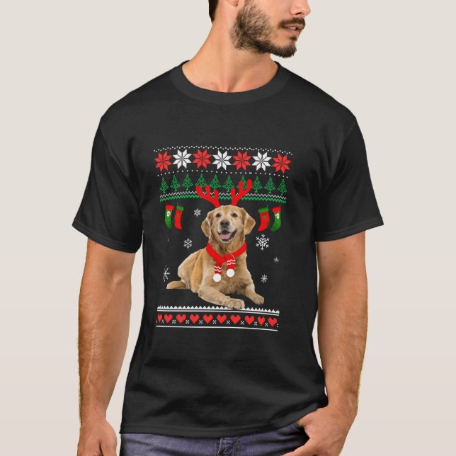 Camiseta Gracioso reno Golden Retriever Ugly Navidades Gol (Anverso)