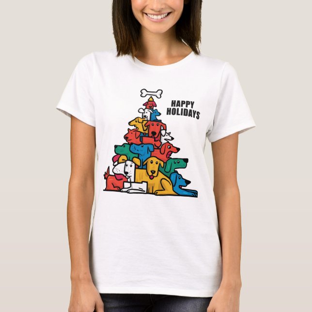 Camiseta Gracioso rescate de perros árbol de Navidad Resume (Anverso)