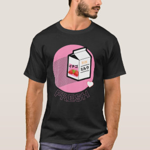 Camiseta Gracioso Retro 90 Leche De Fresa Kawaii Japonesa S