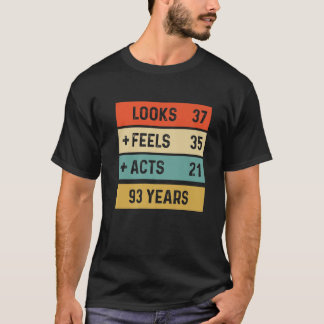 Camiseta Gracioso Retro 93º Cumpleaños 93 Años Nacido En 19