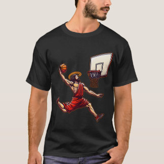 Camiseta Gracioso Retro de Baloncesto Jesucristo T-Shirt