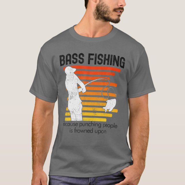 Camiseta Gracioso Retro de Pesca de Bass (Anverso)