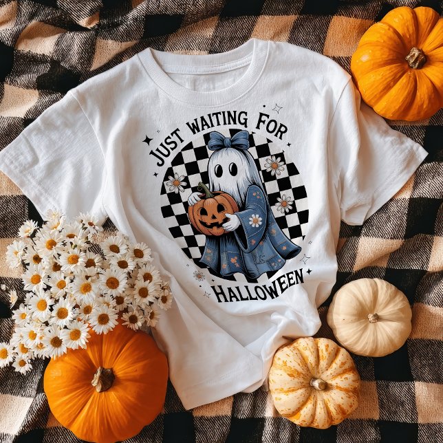 Camiseta Gracioso Retro Denim Coquette Halloween Ghost (Funny Retro Denim Coquette Halloween Ghost T-Shirt)