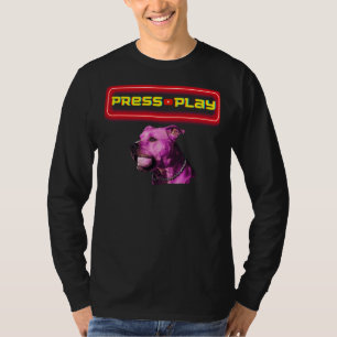 Camiseta Gracioso Retro Gamer Pitbull Dog