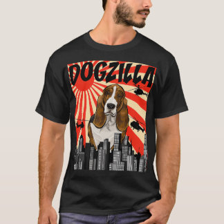 Camiseta Gracioso Retro Japonés Dogzilla Basset Hound