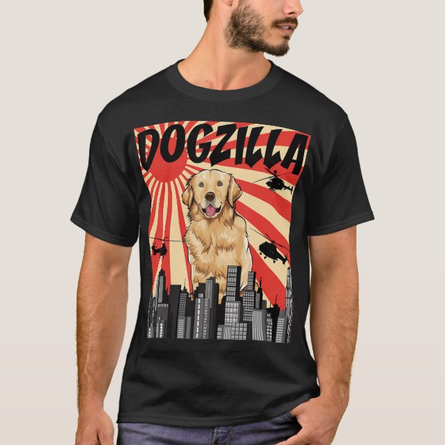 Camiseta Gracioso retro japonés Dogzilla Golden Retriever G (Anverso)
