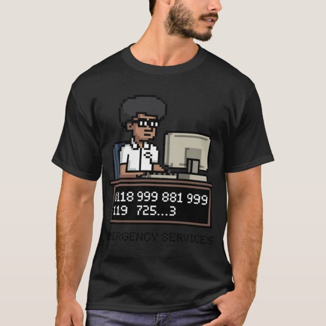 Camiseta Gracioso Retro Pixel Art Emergency Number Premium (Anverso)