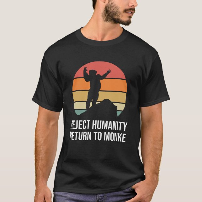 Camiseta Gracioso Retro Rechaza La Humanidad Regresando Al  (Anverso)