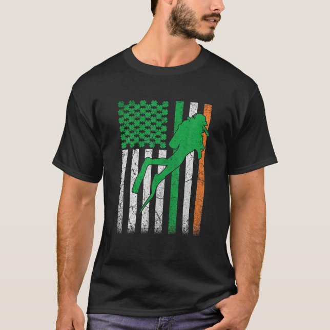 Camiseta Gracioso Retro Scuba Buceador Amante St Patricks D (Anverso)