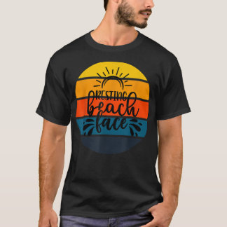 Camiseta Gracioso Retro Sunset Resting Face Beach Cruise Su
