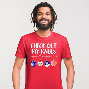 Camiseta Gracioso Revisa Mis Bolas Ornamentos De Navidad