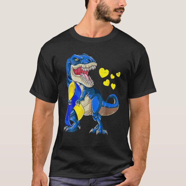 Camiseta Gracioso Rex Dinosaur World Down Syndrome Day Awar (Anverso)