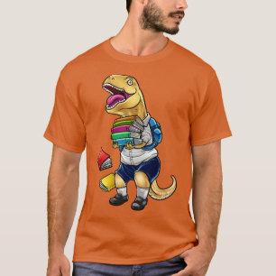 Camiseta Gracioso Rex Tyrannosaurus con Escuela de Libros