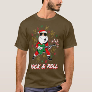 Camiseta Gracioso Rock Y Rollo Santa Impresionantes Navidad