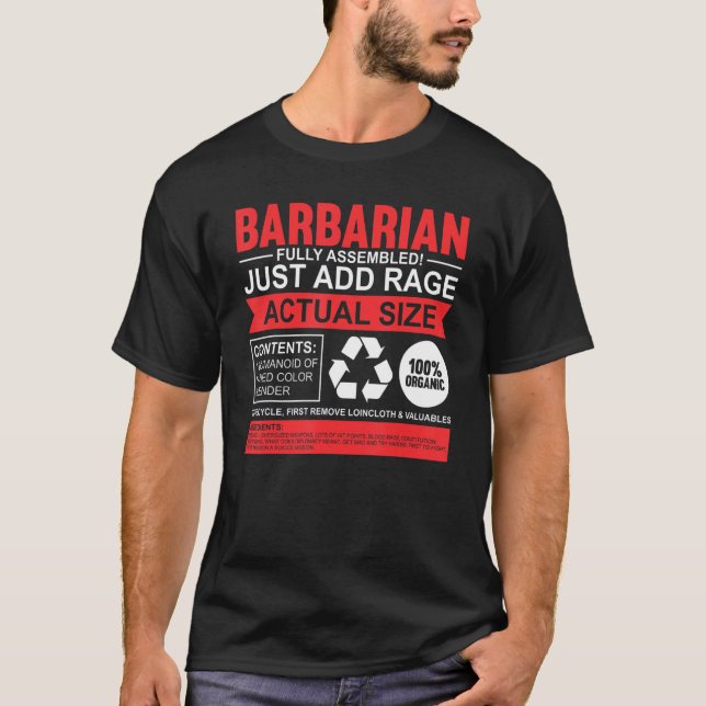 Camiseta Gracioso rol Barbarie Jugar Elemento RPG Jugadores (Anverso)