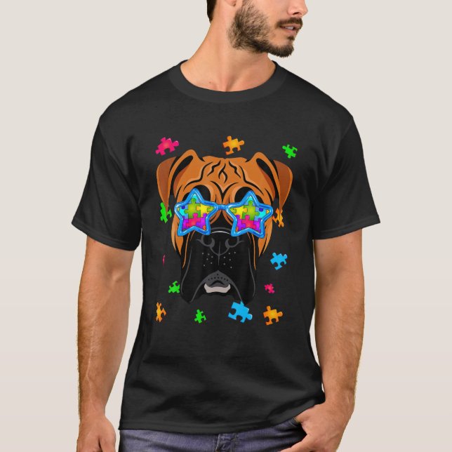 Camiseta Gracioso rompecabezas del boxer Autism Awareness D (Anverso)