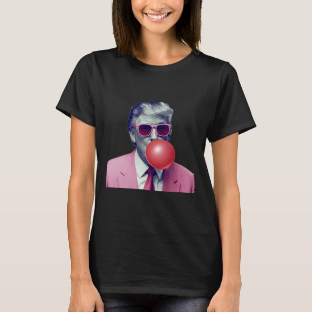 Camiseta Gracioso Rosa Donald Trump Bubble Gum Tee (Anverso)