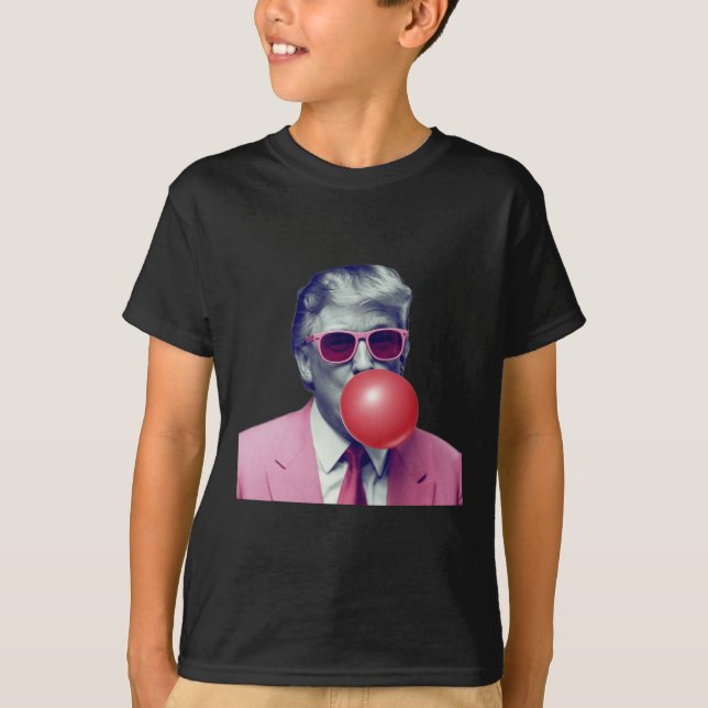 Camiseta Gracioso Rosa Donald Trump Bubble Gum Tee (Anverso)