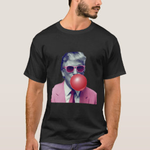 Camiseta Gracioso Rosa Donald Trump Bubble Gum Tee