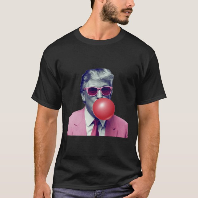 Camiseta Gracioso Rosa Donald Trump Bubble Gum Tee (Anverso)