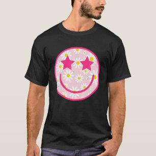 Camiseta Gracioso Rosa Feliz Cara Daisy Flor Risa Sonrisa F
