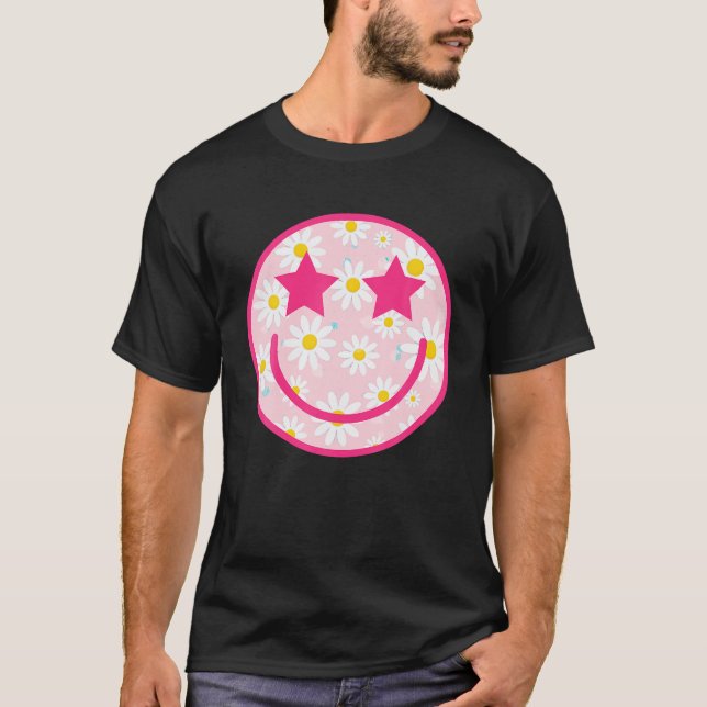 Camiseta Gracioso Rosa Feliz Cara Daisy Flor Risa Sonrisa F (Anverso)
