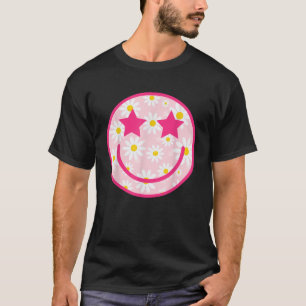 Camiseta Gracioso Rosa Feliz Cara Daisy Flor Risa Sonrisa F