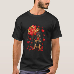 Camiseta Gracioso Rottweiler Perro Corazón Globos Feliz Val