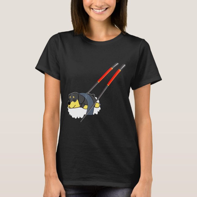 Camiseta Gracioso Rottweiler Sushi Cute Dog Lover Gift Tee  (Anverso)