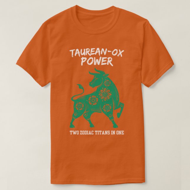 Camiseta Gracioso Rótulo Taurus Zodiac Taurean Ox Power Two (Diseño del anverso)