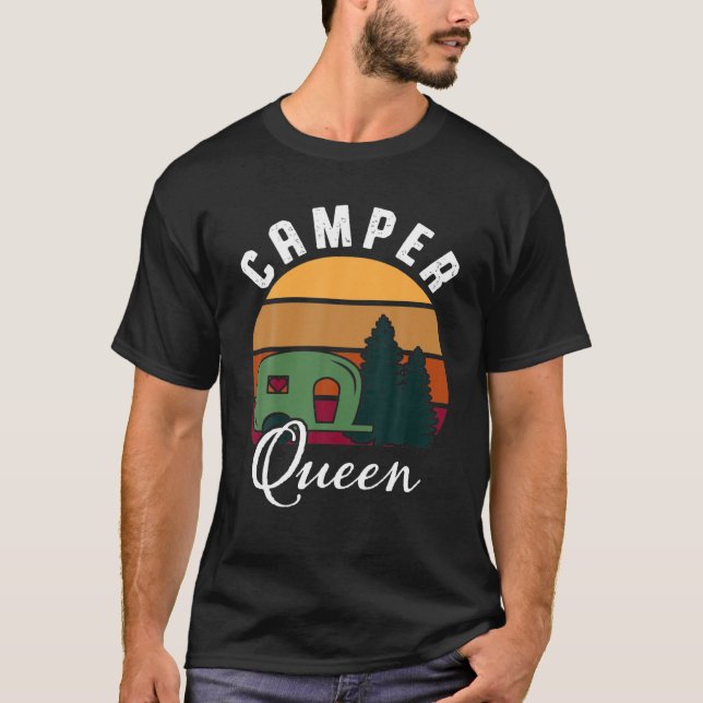 Camiseta Gracioso RV RV Reina de Camper Camping Senderismo  (Anverso)