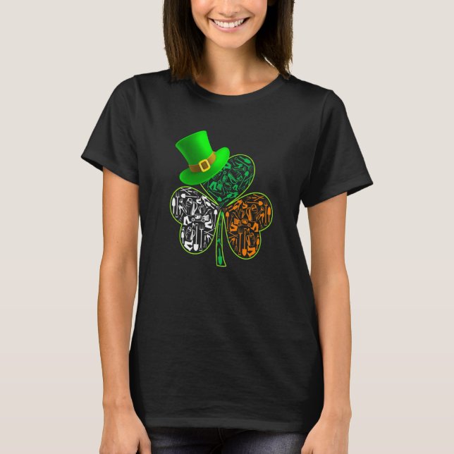Camiseta Gracioso Saint Patrick S Day Farmer Shamrock Gorra (Anverso)