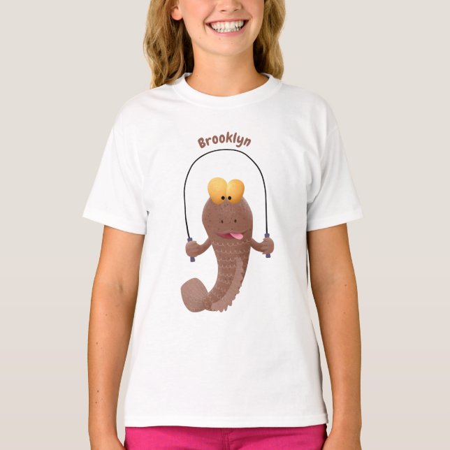 Camiseta Gracioso saltando a la personalizado de pescado de (Anverso)