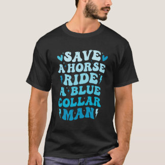 Camiseta Gracioso Salva A Un Caballo De Un Collar Azul En L