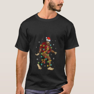 Camiseta Gracioso Santa Claus Bigfoot Xmas Tree ilumina la 