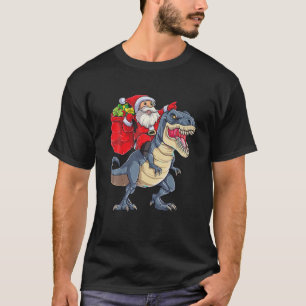 Camiseta Gracioso Santa Claus montando Dinosaur T Rex Boys 