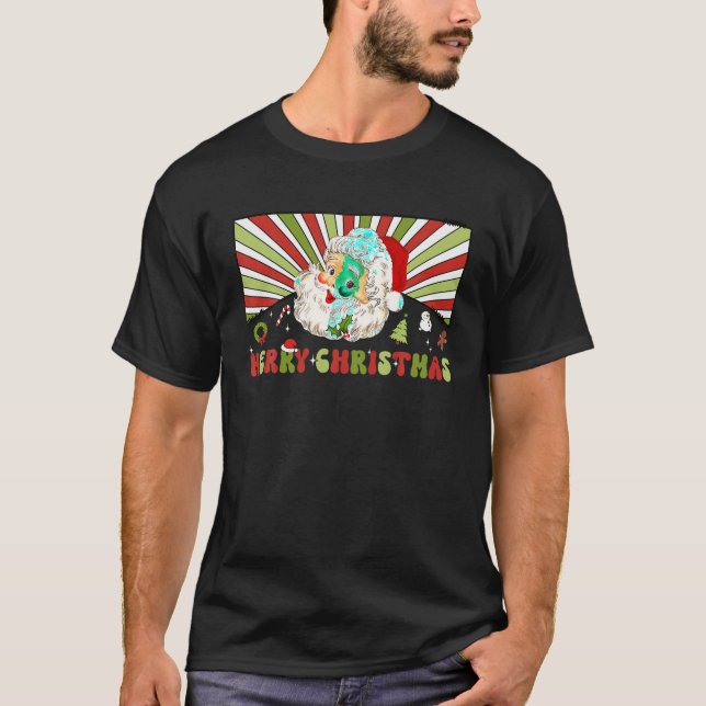 Camiseta Gracioso Santa Claus Retro Feliz Navidad Vibes Gro (Anverso)