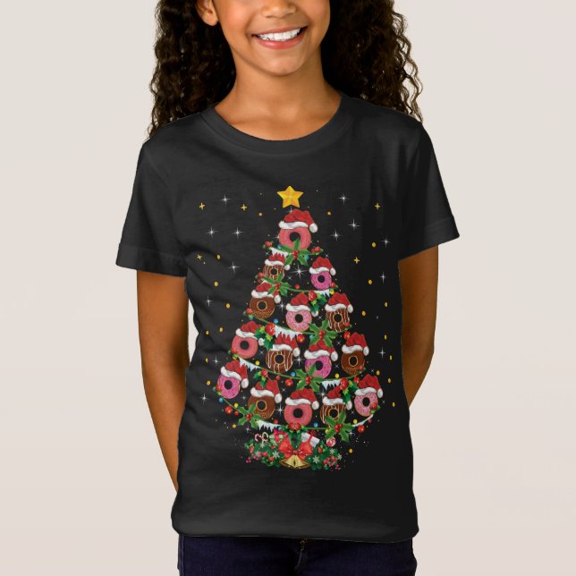 Camiseta Gracioso Santa Donuts Fast Food Xmas Regalo Donut  (Anverso)