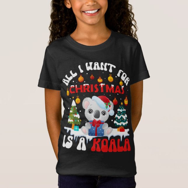 Camiseta Gracioso Santa Hat Koala Todo Lo Que Quiero De Los (Anverso)