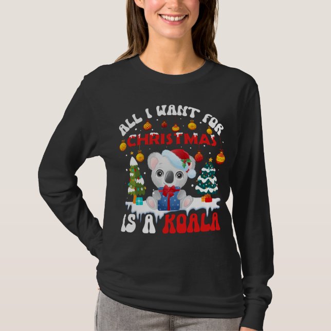 Camiseta Gracioso Santa Hat Koala Todo Lo Que Quiero De Los (Anverso)