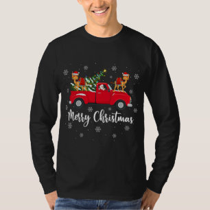 Camiseta Gracioso Santa Riding Christmas Tree Truck Chris