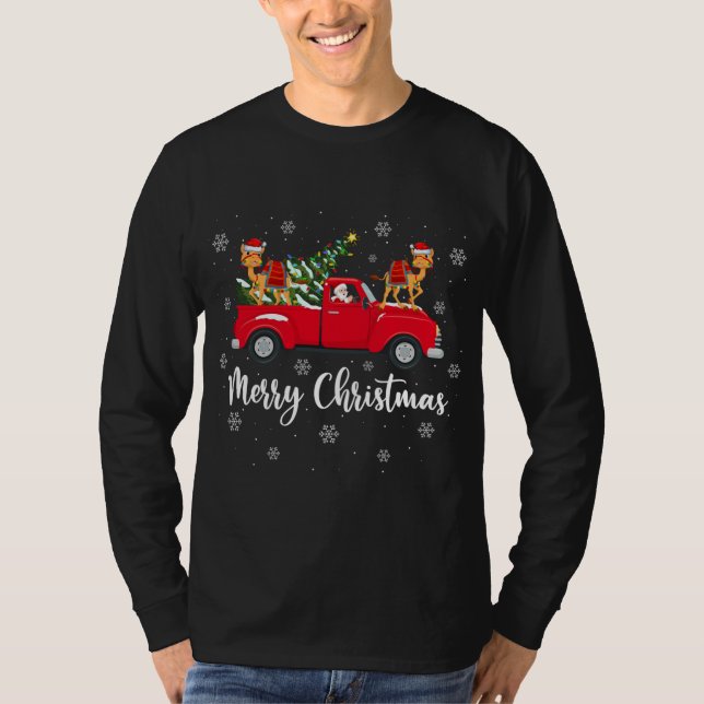 Camiseta Gracioso Santa Riding Christmas Tree Truck Chris (Anverso)