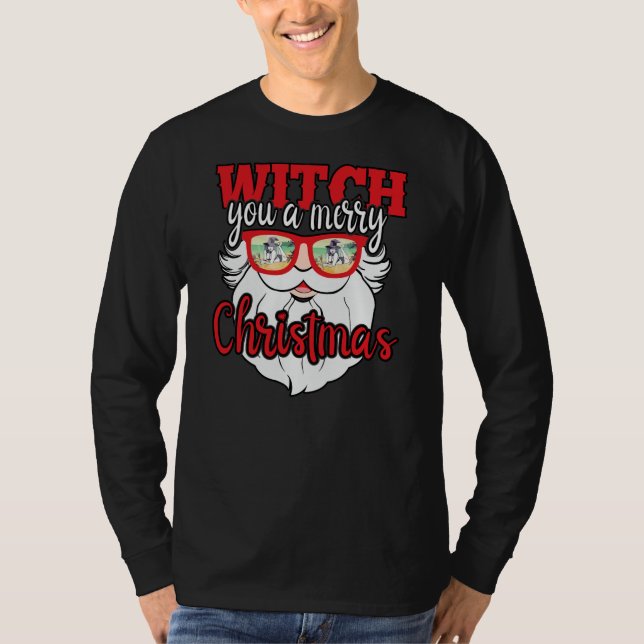 Camiseta Gracioso Santa Witch, una Feliz Navidad (Anverso)