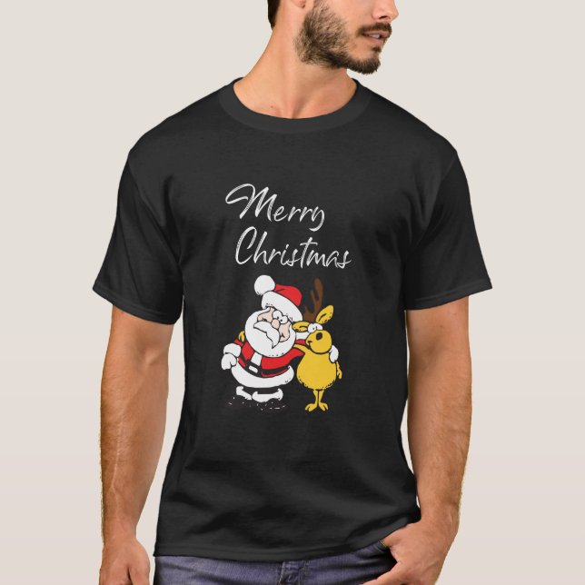 Camiseta Gracioso Santa y reno (Anverso)