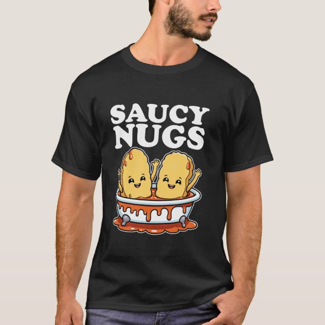 Camiseta Gracioso Saucy Nugs Personalizado Comida BBQ Sauce (Anverso)