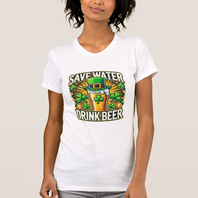 Camiseta Gracioso Save Water Beer Beer Irish (Anverso)