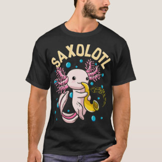 Camiseta Gracioso Saxolotl Adorable Axolotl Jugando Sax