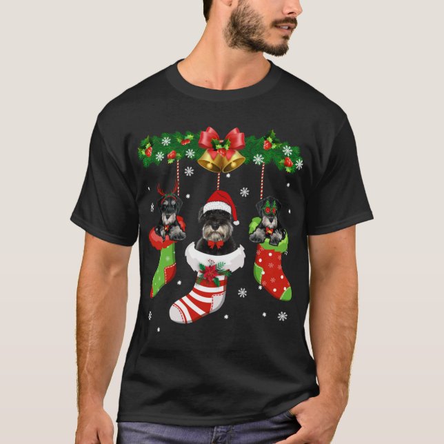 Camiseta Gracioso Schnauzer Árbol de Navidad zafa a Perro X (Anverso)